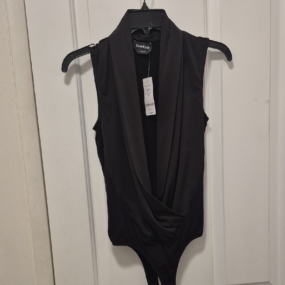 Bebe Black Draped Bodysuit Size XS